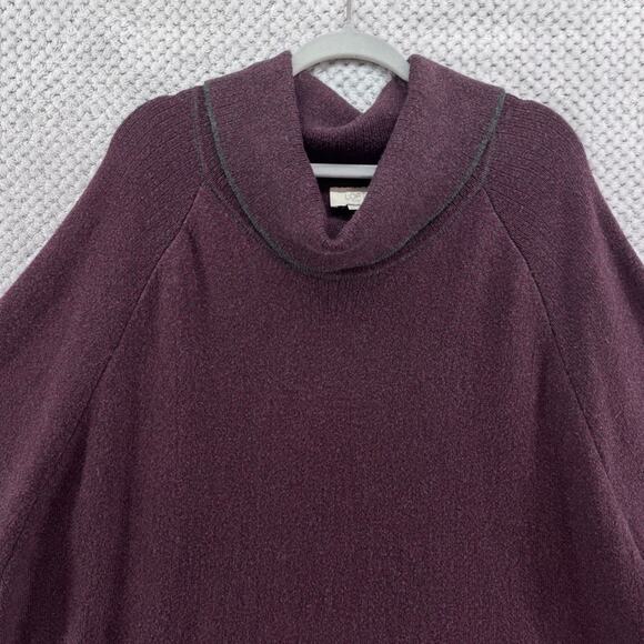 LOFT Sweater Womens M/L Burgundy Cowl Neck Poncho Oversize Pullover Capelet - Picture 3 of 11